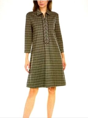 J.McLaughlin Makayla Brown Plaid Houndstooth A-Line Dress